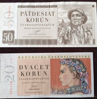 ČESKOSLOVENSKÉ POVOJNOVÉ BANKOVKY,: LUXUSNÉ