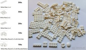 X10 Lego® Originál diely, biele (nové, nehrané, 122ks)