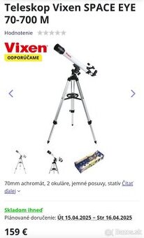 Teleskop hviezdny dalekohlad