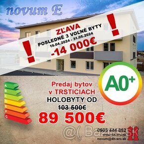 "NOVUM E" - Predaj 3 , 4 - izb. bytov, Trstice / Nádszeg - 1