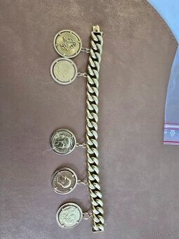 Zlatý náramok 18k a 5 minci 21k