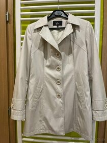 Koženkový krémový dámsky kabát - 1