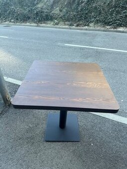 Bistro stolík, MDF a oceľ, štvorcový, 80x80x75 cm, tmavý pop