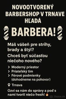 Hľadáme barbera do nového barbershopu