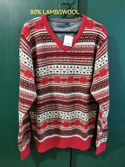 Nórsky sveter z jahňacej vlny 90% nový unisex