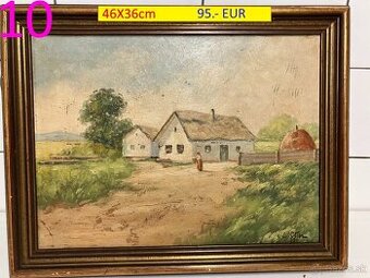 Obrazy pekné olejomaľby na plátne 9 kusov