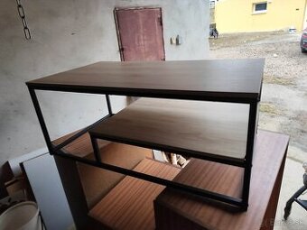 Konferenčný stolík, dub svetlý/čierna