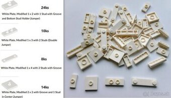 X11 Lego® Originál diely, biele (nové, nehrané, 56ks)