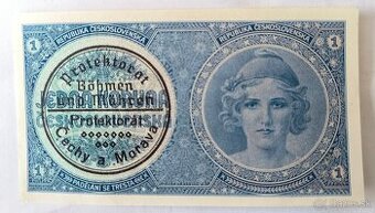 PROTEKTORÁT Č/M : 1-KORUNA 1938/1940(Strojová predtlač) UNC