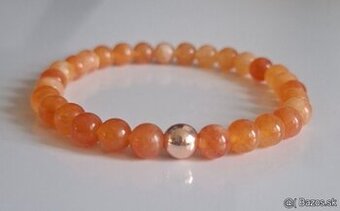 Jemný náramok zo 6mm oranžového slnečného kameňa