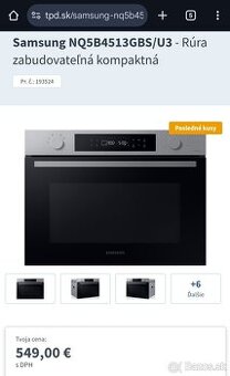 Nová zabalená Samsung rúra 60% zľava+ záruka