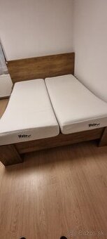 Predám manželskú posteľ (MOLLY 160x200) + 2 matrace Wellpur