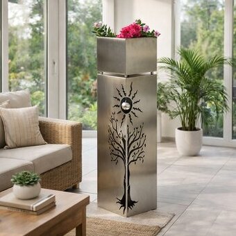 Dizajnový nerezový stĺpový kvetináč BUCHE