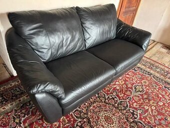 Černá kožená sedačka,5843