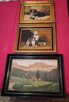 Staré maľované obrazy.