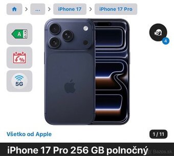Predam iphone 17 pro polnočny