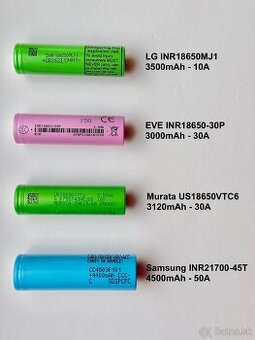 NOVÉ Li-ion 18650 (LG, EVE, SONY Murata), 21700 (Samsung)