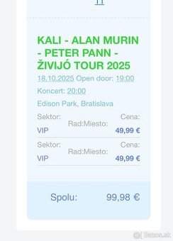Predám vstupenky na Živijó tour