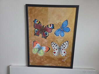 Akryl na akvarelovom papieri, ramik 30x40cm, motív : Motýle