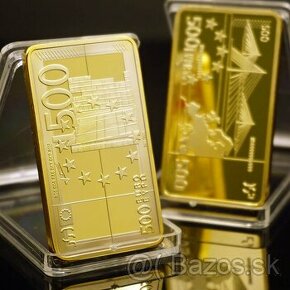 Pozlátená zlatá zberateľská tehlička - 500 € - 1