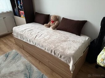 Jednolôžková posteľ s úložným priestorom + matrac