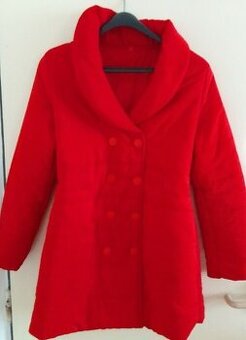 zimná bunda dámska červená, dlhá vel. L