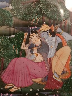 Starý obraz Orient Ručne malovaný list z rukopisu