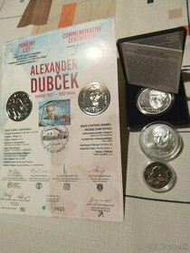 komplet mince A.Dubček 2021 (BK + proof + 2€ + PL)
