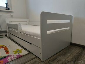 Detská posteľ biela, 180x80 cm + uložný priestor, matrac - 1