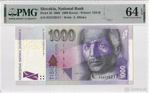 Bankovky Slovensko - 1000 Sk 2002 séria P UNC PMG64