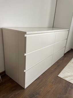 MALM Komoda, 6 zásuviek, biela, 160x78 cm