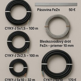 Predám elektroinštalačný materiál – nové káble a bleskozvod