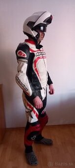 Kožená kombinéza Alpinestars + rukavice veľkosť cca na 180cm