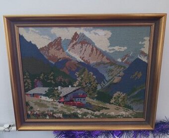 Gobelin horska chata, hory / obraz