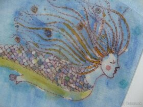 "Malá morská víla" - batika na plátne - 1