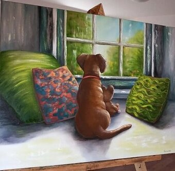 Olejomaľba na plátne – Vernosť / Obraz psa (70x90 cm)