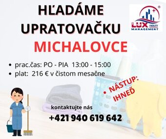 Ponuka práce v Michalovciach - UPRATOVANIE