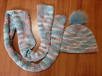 Dievčenská zimná čiapka + šál