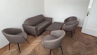 Kozena sedacka, 4 kresla a stolik na predaj