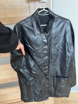 Dámsky čierny kožený kabát - 1