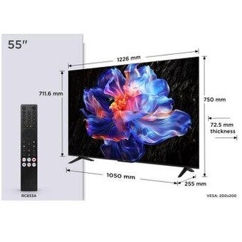 55” 4K Google TV TCL + držiak + LED podsvietenie