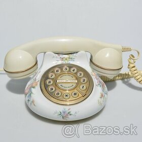Anglický vintage porcelánový telefón s kvetinkami