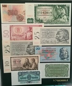 Kompletná sada bankoviek ČSSR, 1958-1973,stav N