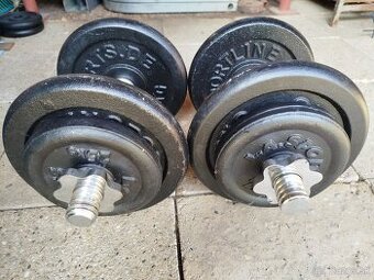 Jednoručné činky 34 kg s liatinovými kotúčmi