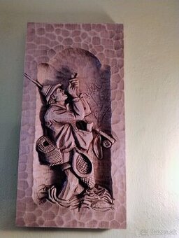 Drevený obraz rybár r,muskar,,udica