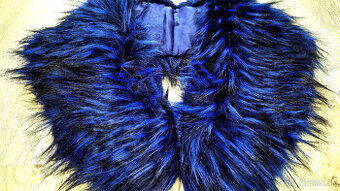 Modrý prskaný kožušinový golier - NOVÝ