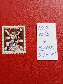 Doplatna známka ČSR 1927
