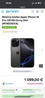 Iphone 16 pro 128 GB čierny