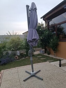 Slnečník Santorini Ø 300cm sivý otočný 360°