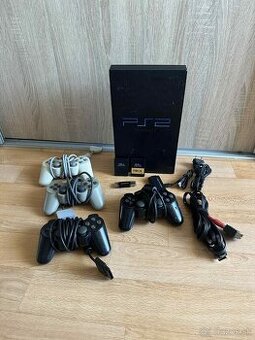 Playstation 2 FAT + 6 ovládačov + príslušenstvo